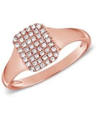 Sabrina Designs - 14k Rose Gold 0.13 Ct. Tw. Diamond Signet Pinky Ring - Lyst