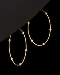 Italian Gold - 14k Diamond-cut Bead Station Open Hoops - Lyst