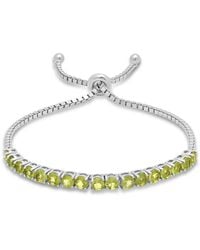 MaxColor - Silver 5.10 Ct. Tw. Peridot Adjustable Bolo Bracelet - Lyst