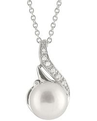 Splendid - Silver 9-10mm Freshwater Pearl & Cz Pendant Necklace - Lyst