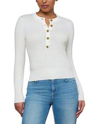 L'Agence - Ronda Knit Henley Silk-Blend Pullover - Lyst