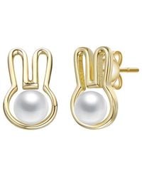Rachel Glauber - 14K Plated 5Mm Pearl Bunny Earrings - Lyst