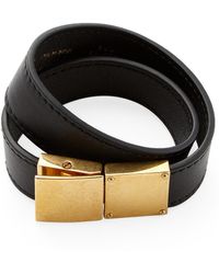 Celine Classic Double Strap Leather Bracelet - Black