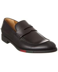 Gucci - Web Leather Loafer - Lyst