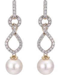 Pearls - Imperial 14k 0.62 Ct. Tw. Diamond & 8.5-9mm Akoya Pearl Earrings - Lyst
