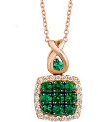 Le Vian - Le Vian 14k Rose Gold 0.55 Ct. Tw. Diamond & Costa Smeralda Emeralds Pendant Necklace - Lyst