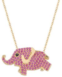 Gabi Rielle Love Is Declared 14k Over Silver Ruby Crystal Elephant Necklace - Pink
