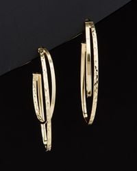 Italian Gold - 14k Diamond Cut Graduated Oval Double Open Hoops - Lyst