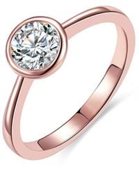 Rachel Glauber - Dnu 18k Rose Gold Plated Cz Solitaire Ring - Lyst