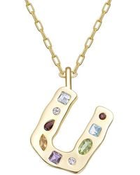 Genevive Jewelry - 14K Plated Cz Alphabetical Necklace - Lyst
