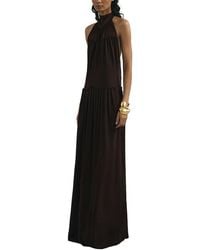 Reiss - Luna Atelier Chiffon Draped Halter Neck Maxi Dress - Lyst