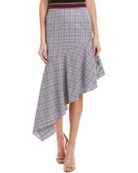 MILLY Charlotte Wool Skirt - Blue