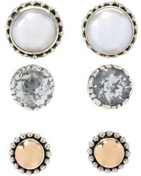 Samuel B. - 18k & Silver 1.20 Ct. Tw. White Topaz 7mm Pearl Set Of 3 Earrings - Lyst