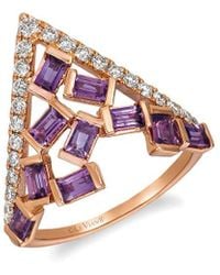 Le Vian - Le Vian Baguette Frenzy 14k Rose Gold 1.23 Ct. Tw. Diamond & Amethyst Half-eternity Ring - Lyst