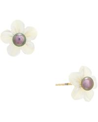 Maitre De Diamant - 18k 3-4mm Pearl Earring - Lyst