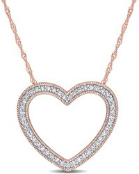 Rina Limor - 14k Rose Gold 0.23 Ct. Tw. Diamond Heart Necklace - Lyst