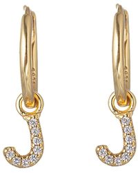 Eye Candy LA - Luxe Collection Silver Cz Initial Huggie Earrings (a-z) - Lyst