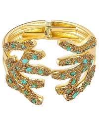 Liv Oliver - 18k Plated 8.75 Ct. Tw. Turquoise Cz Statement Cuff Bracelet - Lyst