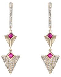 Diana M. Jewels - Fine Jewelry 14k Yellow Gold 0.62 Ct. Tw. Diamond & Sapphire Earrings - Lyst