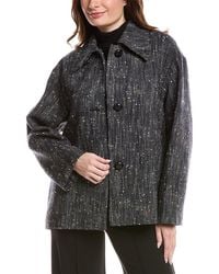 Lafayette 148 New York - Point Collar Oversized Swing Wool-Blend Coat - Lyst