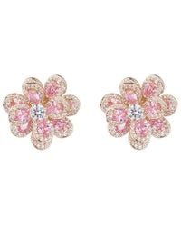 Eye Candy LA - Luxe Collection Pink Flower Cubic Zirconia Stud Earrings - Lyst