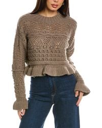 Design History - Peplum Boxy Wool-blend Sweater - Lyst