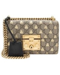 Gucci - Beige Gg Supreme Canvas Bee Padlock Small Shoulder Bag (authentic Pre-loved) - Lyst