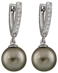 Splendid - 14k 0.10 Ct. Tw. Diamond & 10-11mm Tahitian Pearl Drop Earrings - Lyst
