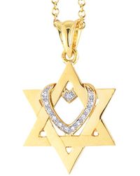 Reiss - 14K 0.08 Ct. Tw. Diamond Interlocking Star Of David & Heart Necklace - Lyst