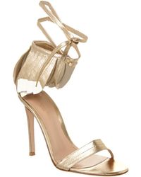 Gianvito Rossi Feather 100 Metallic Leather Sandal