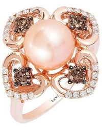 Le Vian - Le Vian 14k Rose Gold 0.62 Ct. Tw. Diamond & 8-9mm Pearl Cocktail Ring - Lyst