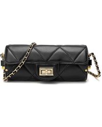 Tiffany & Fred Quilted Leather Barrel Crossbody - Black