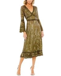 Mac Duggal - Embellished 3/4 Sleeve V Neck A Line Dress - Lyst