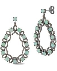Banji Jewelry - Silver 28.90 Ct. Tw. Diamond & Chrysoprase Drop Statement Earrings - Lyst