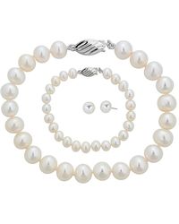 Belpearl - Silver 8-9mm Freshwater Pearl Necklace, Earrings, & Bracelet Set - Lyst