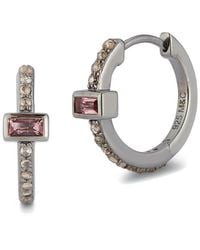 Banji Jewelry - Silver 0.79 Ct. Tw. Diamond & Pink Tourmaline Huggie Earrings - Lyst