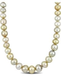 Pearls - 14k 0.06 Ct. Tw. Diamond 12-15mm Pearl Necklace - Lyst