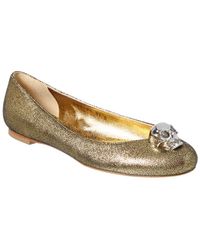 Alexander McQueen Skull Metallic Leather Flat