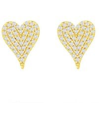 Suzy Levian - 14k 0.16 Ct. Tw. Diamond Elongated Heart Studs - Lyst