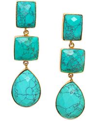 Liv Oliver - 18k 65.00 Ct. Tw. Turquoise Drop Earrings - Lyst