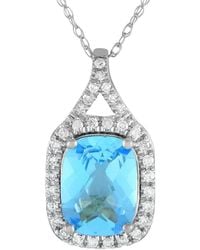 Gemstones - 14k 0.13 Ct. Tw. Diamond & Aquamarine Pendant Necklace - Lyst