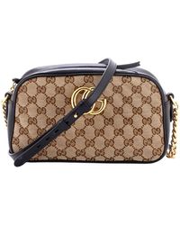 Gucci - Diagonal Quilted Gg Canvas & Leather Gg Marmont Shoulder Bag Small (Authentic Pre-Loved) - Lyst