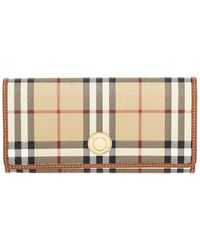 Burberry - Check E-canvas & Leather Continental Wallet - Lyst