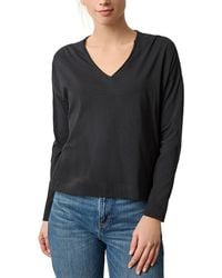 Lilla P - Long Sleeve Cut Edge V-Neck Shirt - Lyst