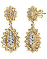 Rachel Glauber - Two-tone Plated Cz Dangle Earrings - Lyst