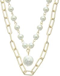 Juvell - 18k Plated Pearl Paperclip Necklace - Lyst