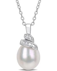 Rina Limor - Silver 0.02 Ct. Tw. Diamond 6.5-7mm Pearl Swirl Necklace - Lyst