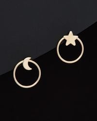 Italian Gold - 14k Star And Moon Mismatched Stud Earring - Lyst