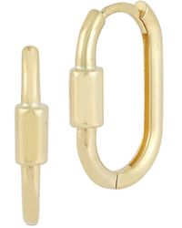 Ember Fine Jewelry - 14k Oval Lock Huggie Earrings - Lyst