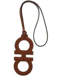 Ferragamo - Double Gancini Leather Keychain - Lyst